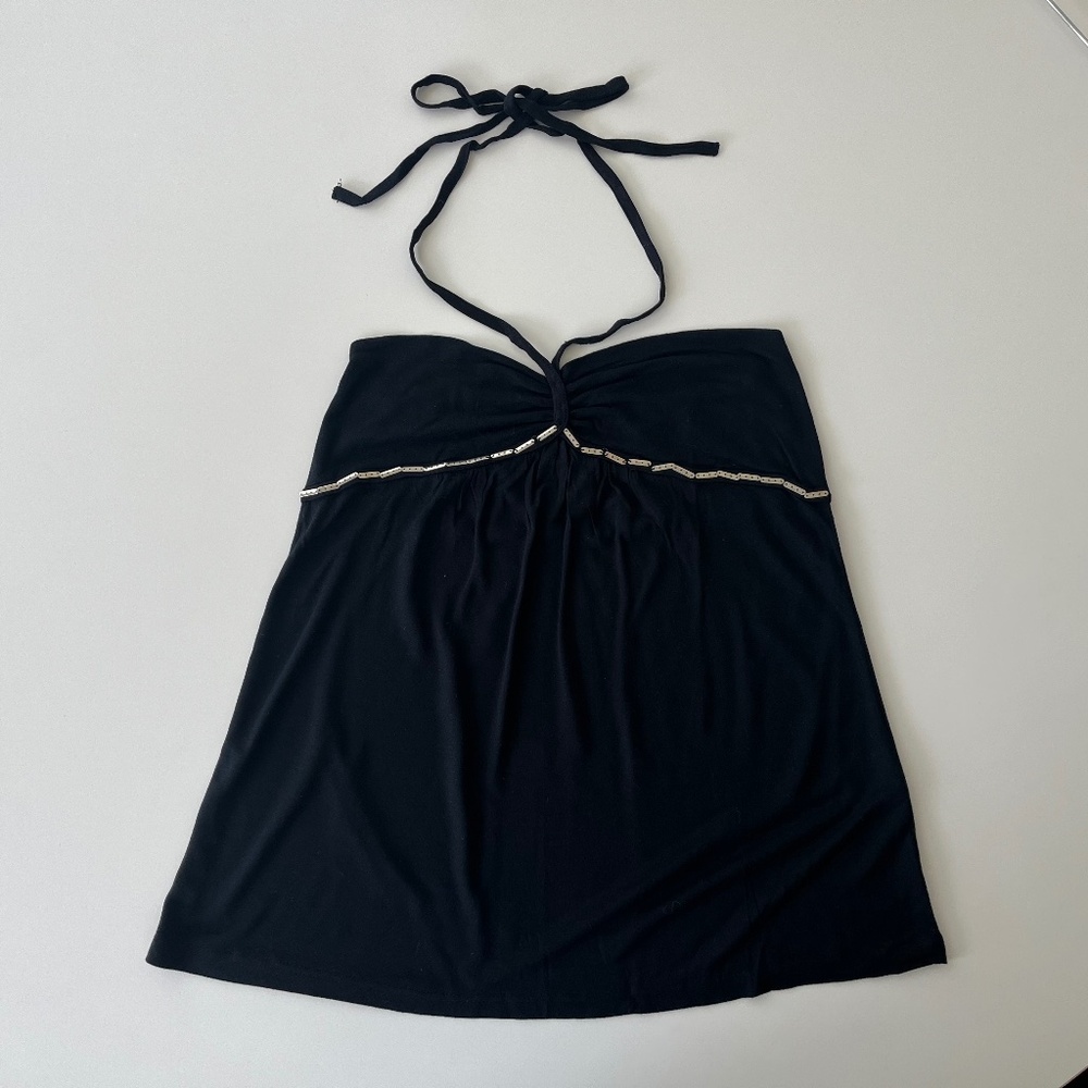 Women's Top black with adjustable neck tie Size S